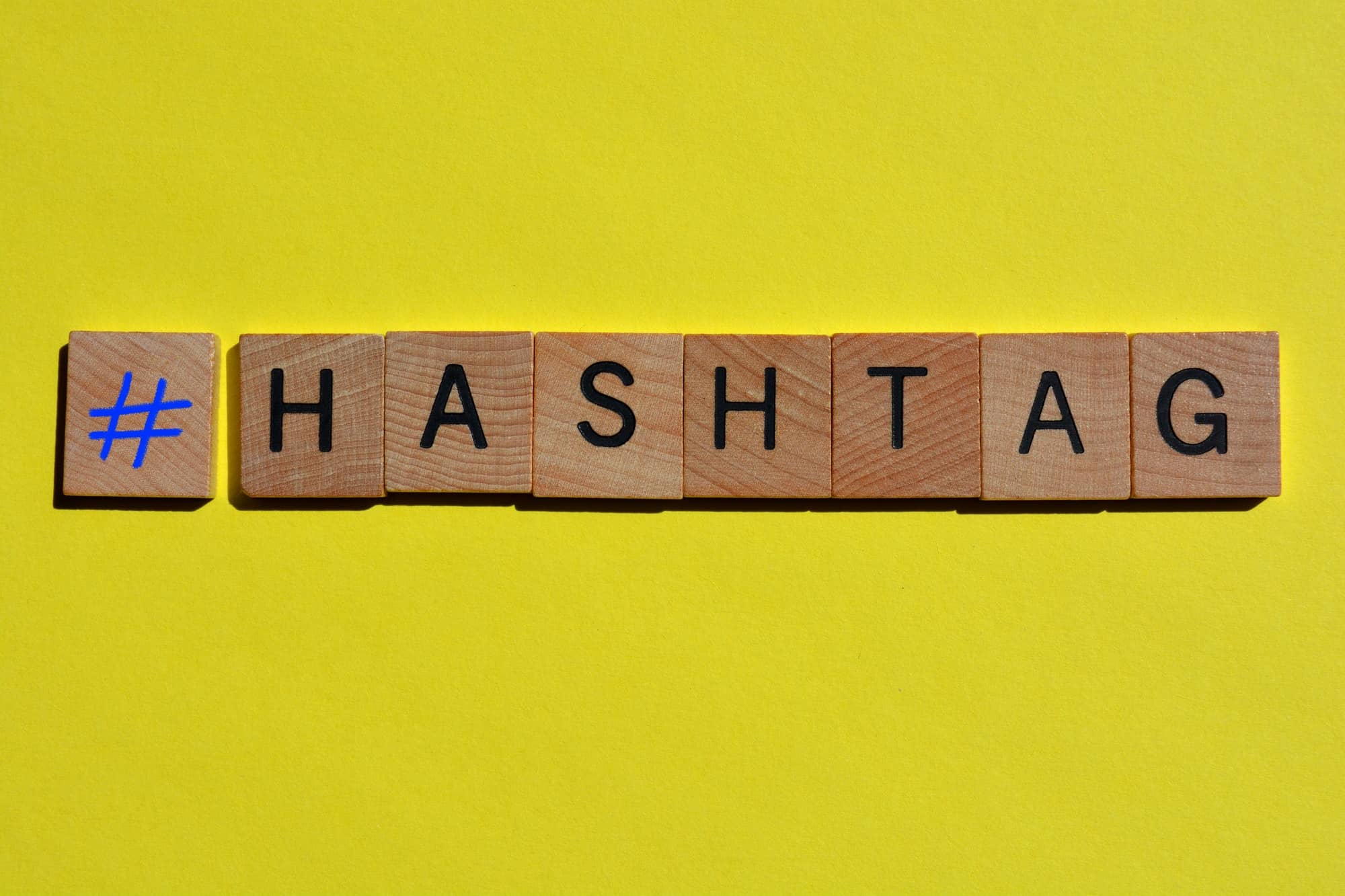 Hashtag, symbol and word as a banner headline with copy space